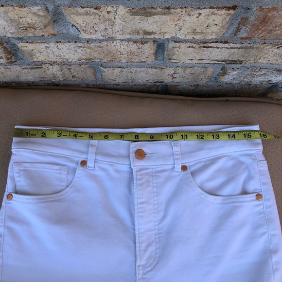 Express Style 06710774 High Waisted White Ripped Straight Raw Hem Ankle Jeans 10 - Picture 10 of 16